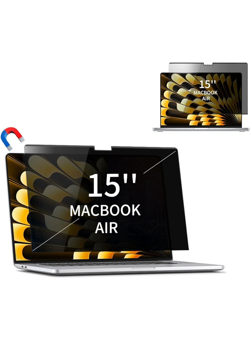 Magnetic Privacy Screen Compatible with MacBook Air 15 Inch 2026 2025 2024 2023 M2 M3 M4 M5 A3448 A3114 A3241 Removable Screen Filter MacBook Air 15 inch Screen Protector Anti Blue Light Glare - Image 1